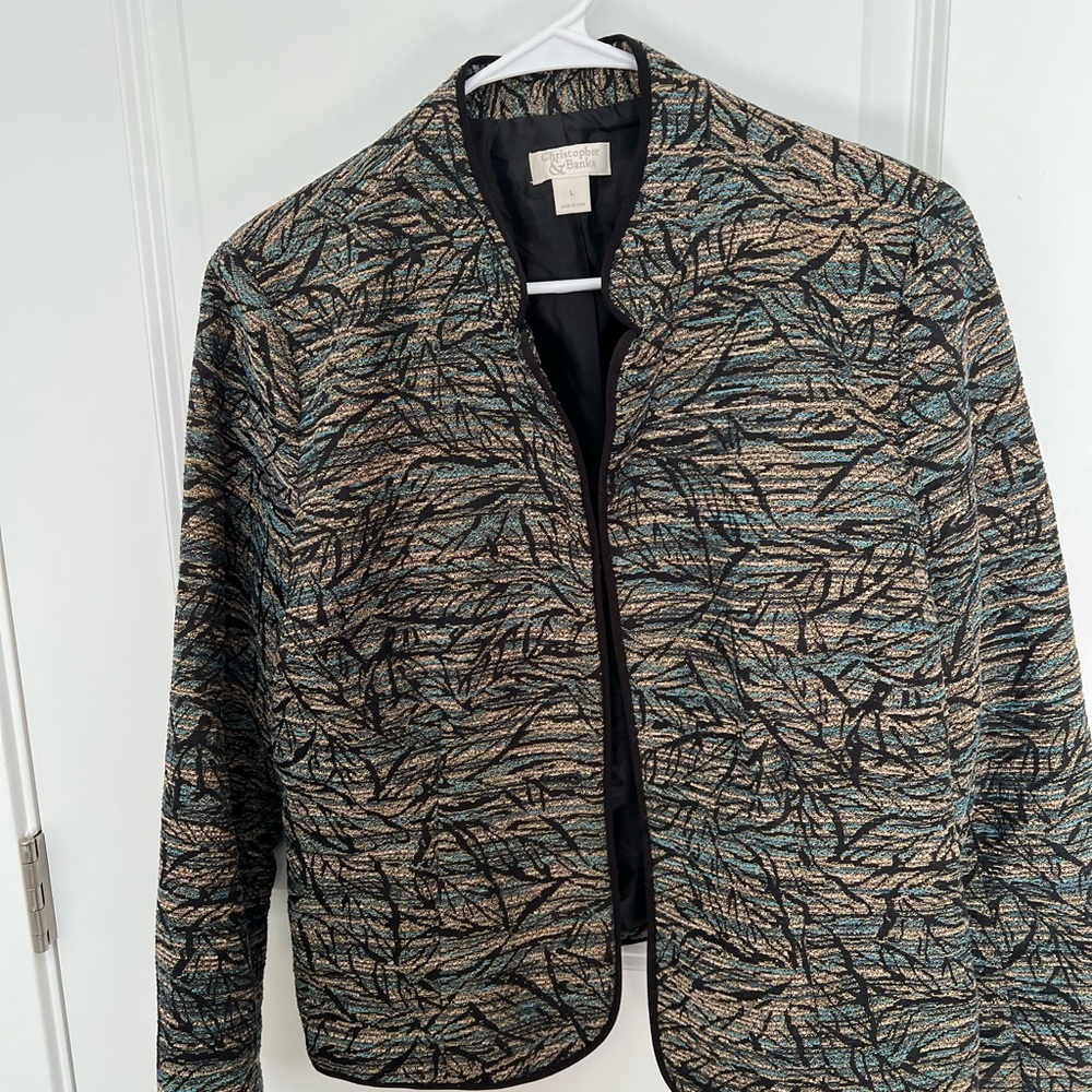 Christopher & Banks Textured Black and Blue Jacket